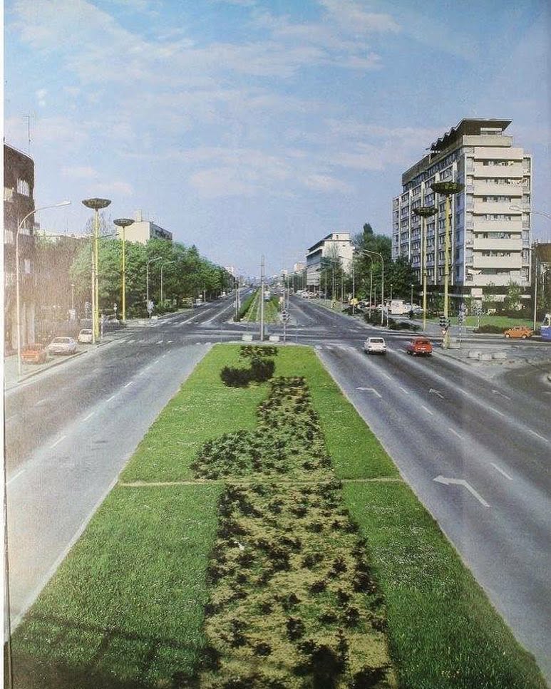 Križanje ulice Proleterskih brigada (današnja grada Vukovara) i Savske ceste 1981. godine